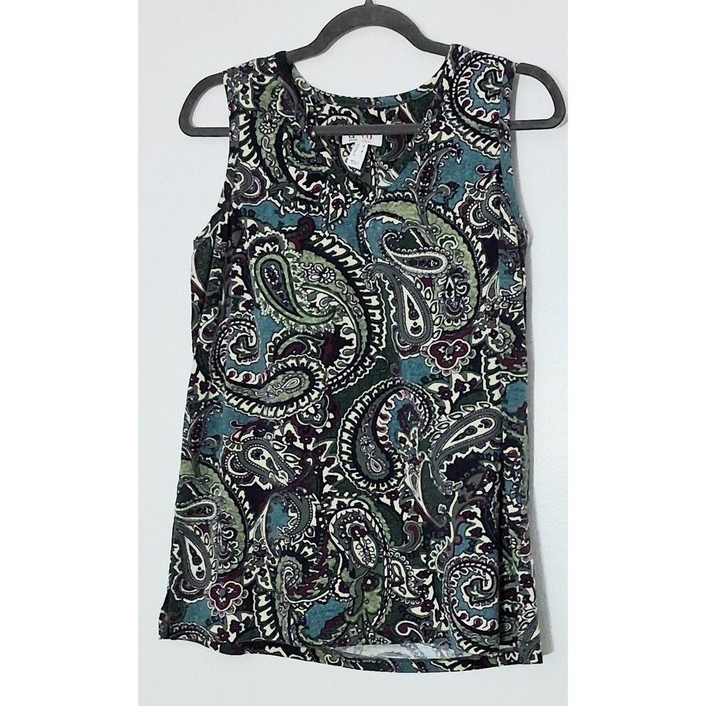 Denim & Co. Tank Top Women's Size‎ Medium Perfect Jersey Paisley Pre-owned